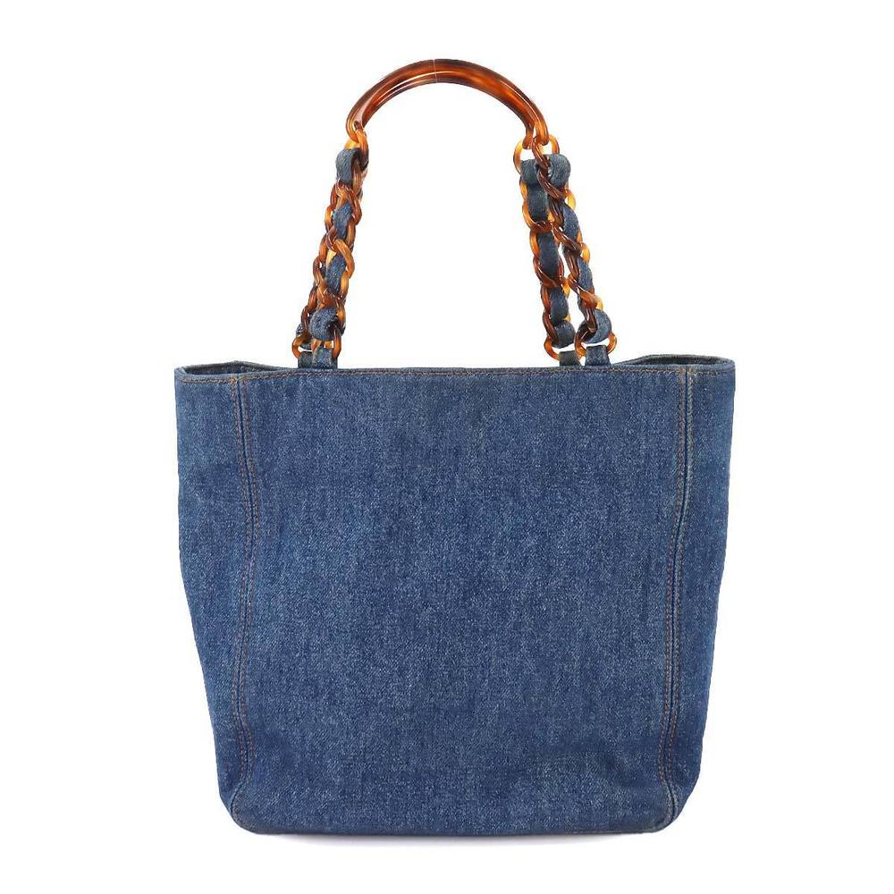 Chanel Denim Bag Coco Tortoiseshell Blue Tote Chain Mark